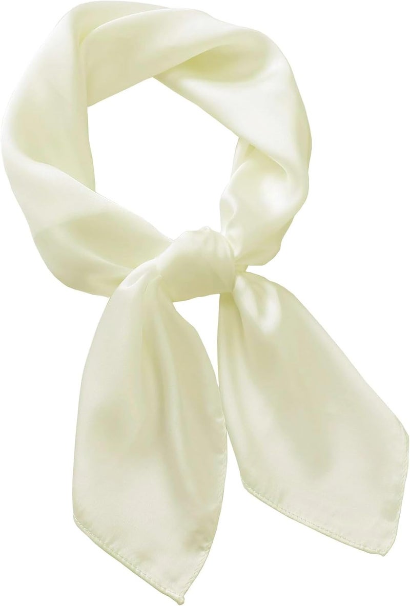Chung Women's Square Satin Scarf 27.5" Bandanas Solid 50s Retro Neck Scarves Emulation Silk Handbag Hair Ribbons Necktie - Image 1